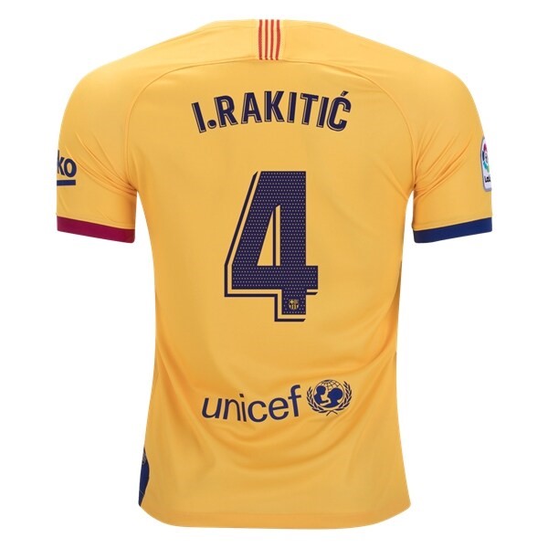 Camiseta Barcelona NO.4 I.Rakitic Replica Segunda Ropa 2019/20 Amarillo